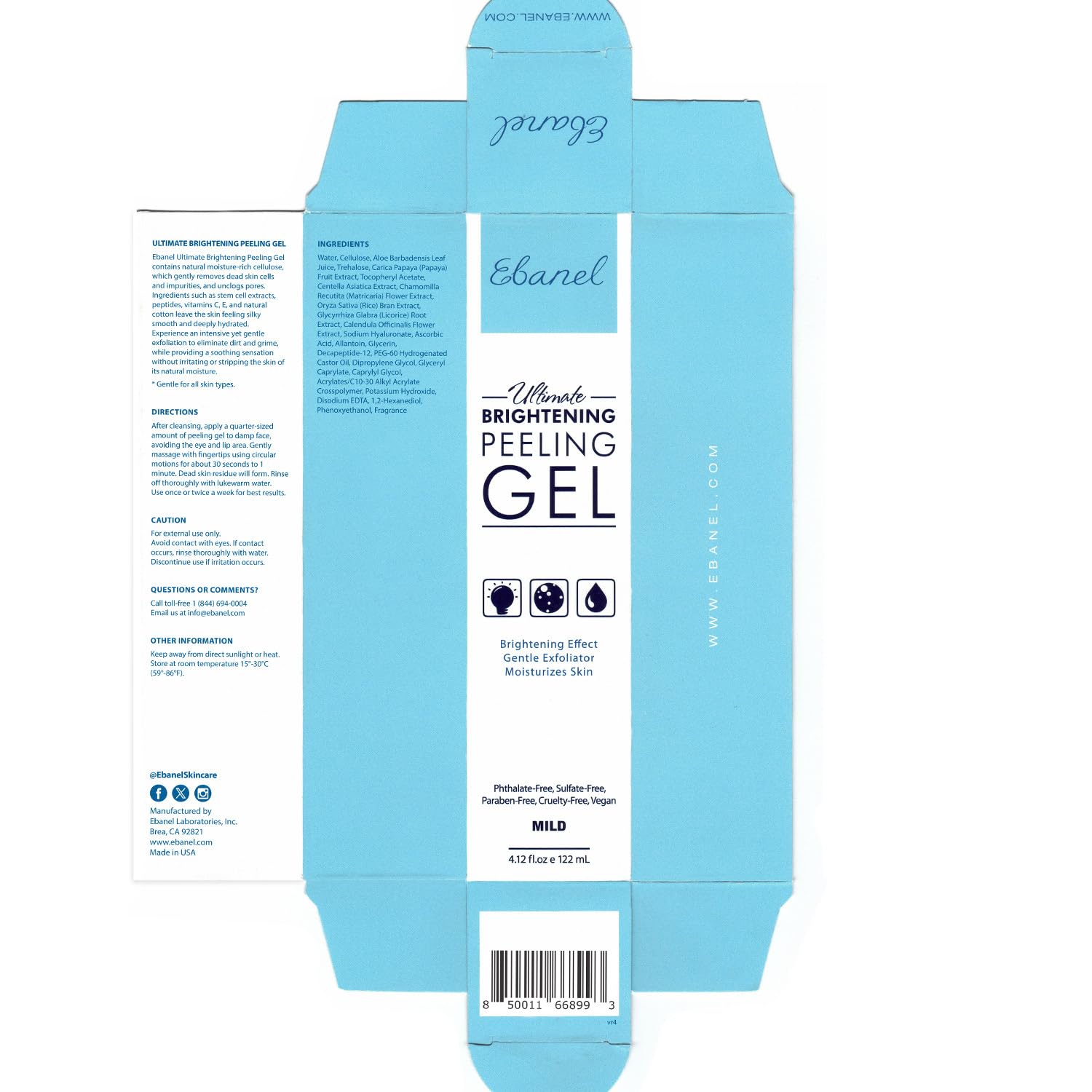 Ebanel Bundle of 40% Urea Cream 4.6 Oz, and Exfoliating Face Scrub Peeling Gel 4.12 Oz Ebanel buy supplements Au