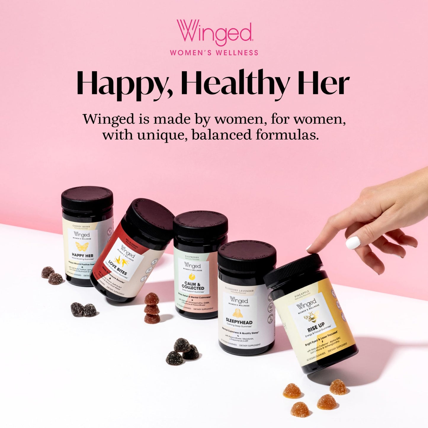 Winged Wellness Rise Up, Energy & Focus Gummies for Women - Daily Brain Boost Gummy Supplement with Natural Caffeine, Ashwagandha, B12, Nootropics Alpha-GPC & Lion’s Mane - Pineapple, 60 Gummies Winged WellnessBuy Supplements Australia