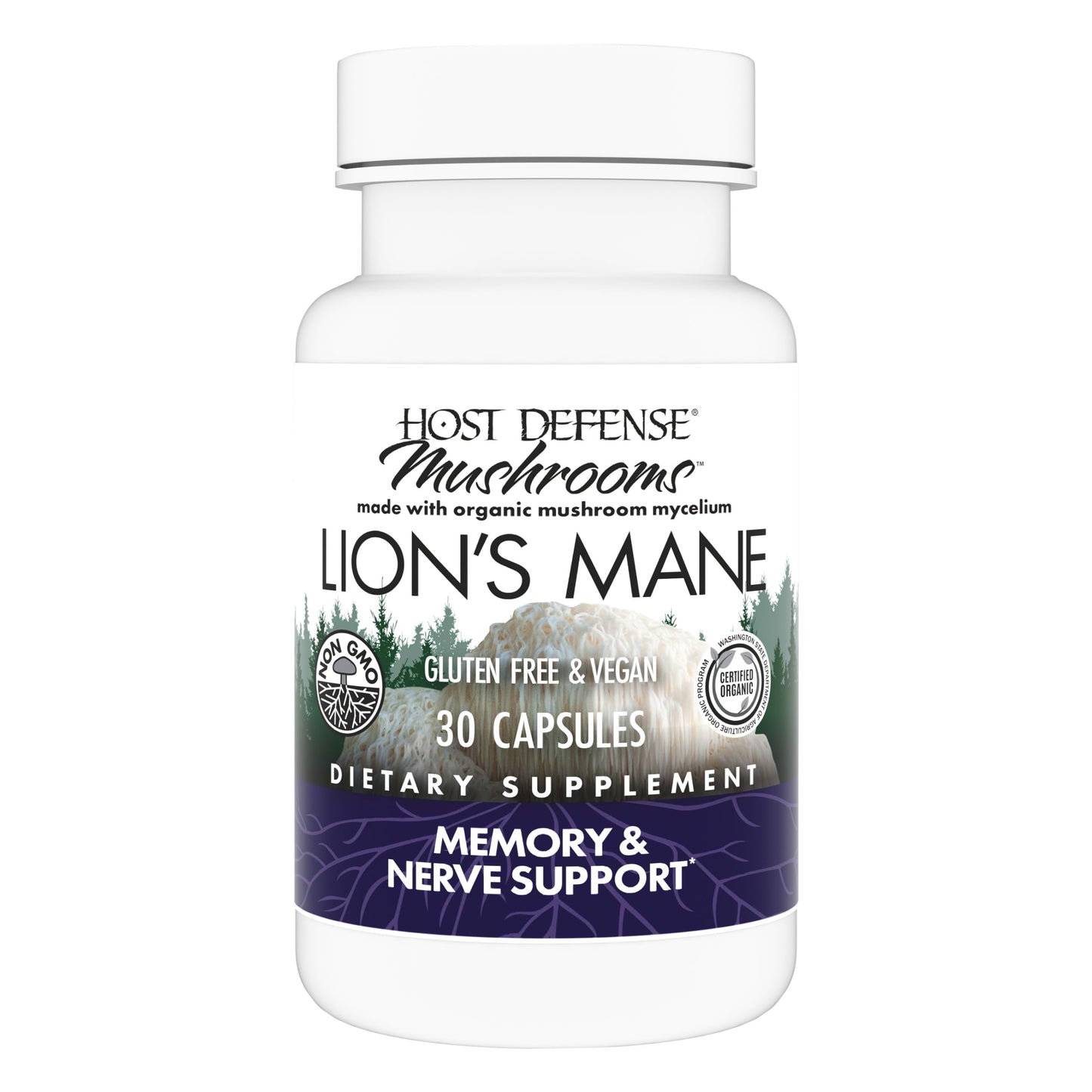 Host Defense Mushrooms Lion's Mane - Brain Health Support Supplement for Focus & Memory Function - Immune & Nervous System Support Supplement- 30 Capsules Host DefenseBuy Supplements Australia