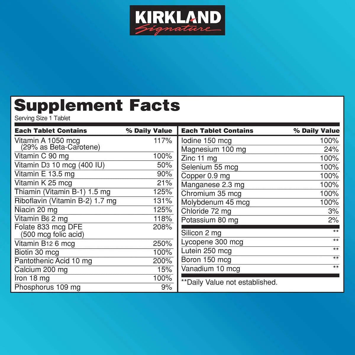 Kirkland Signature Daily Multi, 500 Tablets (2 Pack) KIRKLANDBuy Supplements Australia