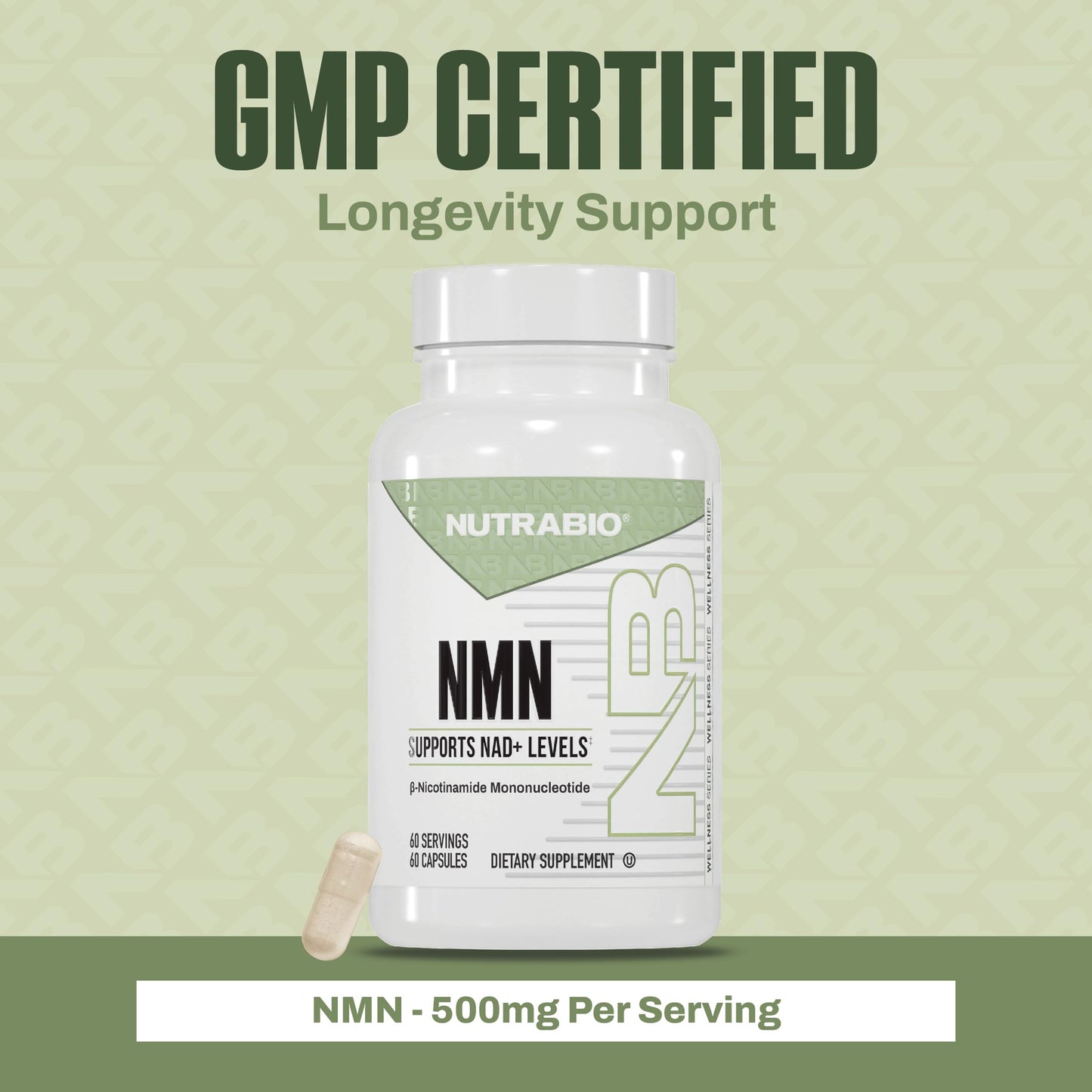 NutraBio NMN - NAD Supplement, Longevity Support, Boost NAD Levels, Increase Cellular Energy, Brain Health, Healthy Aging- 60 Servings- 60 Capsules NutraBioBuy Supplements Australia
