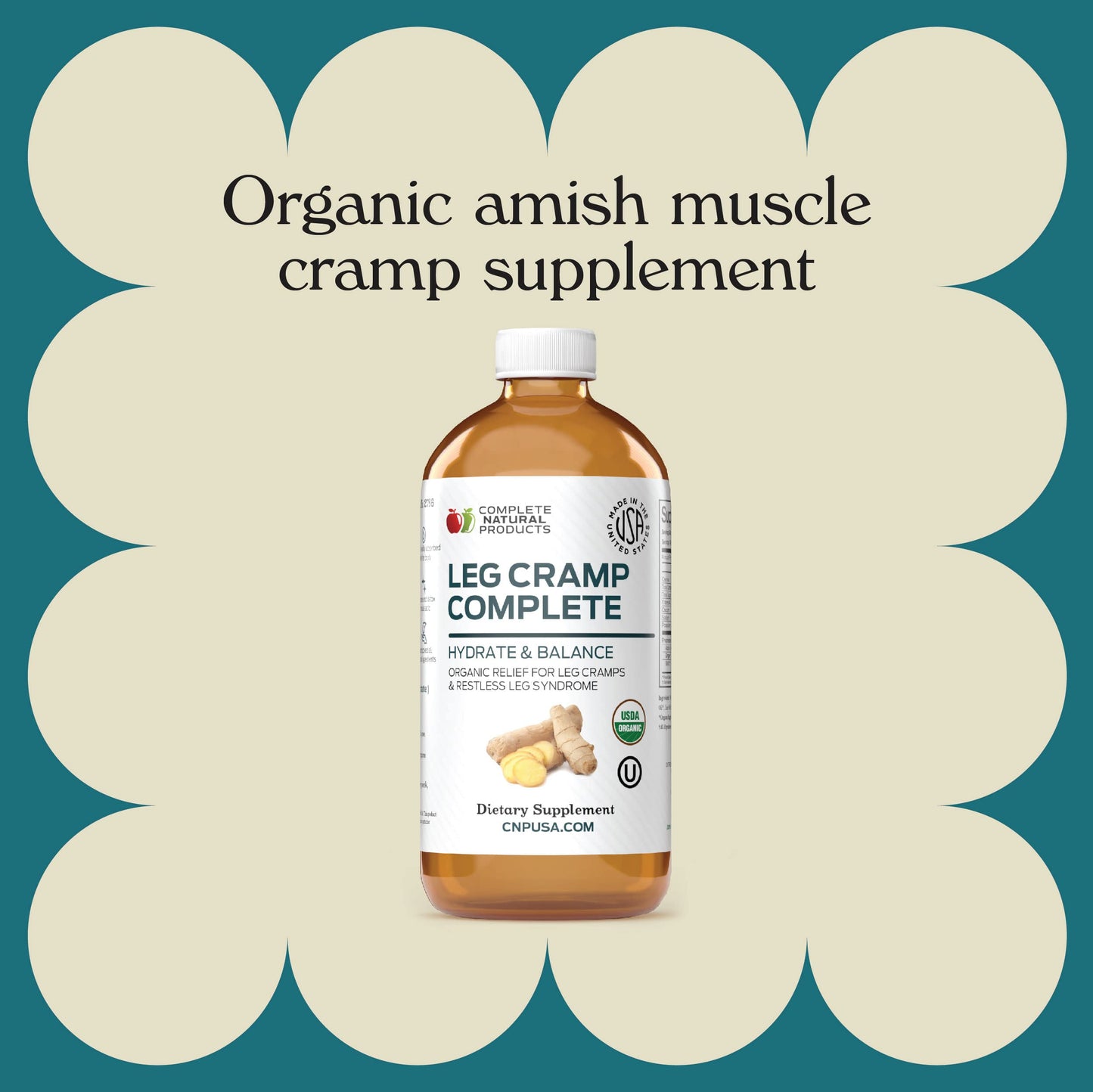 Organic Amish Leg Cramp Relief Liquid 16oz - Natural Muscle and Foot Support Supplement with Apple Cider Vinegar, Ginger, Garlic, Aloe, Fast Cramp Reducing Formula, Certified Organic, Made in USA Complete Natural ProductsBuy Supplements Australia