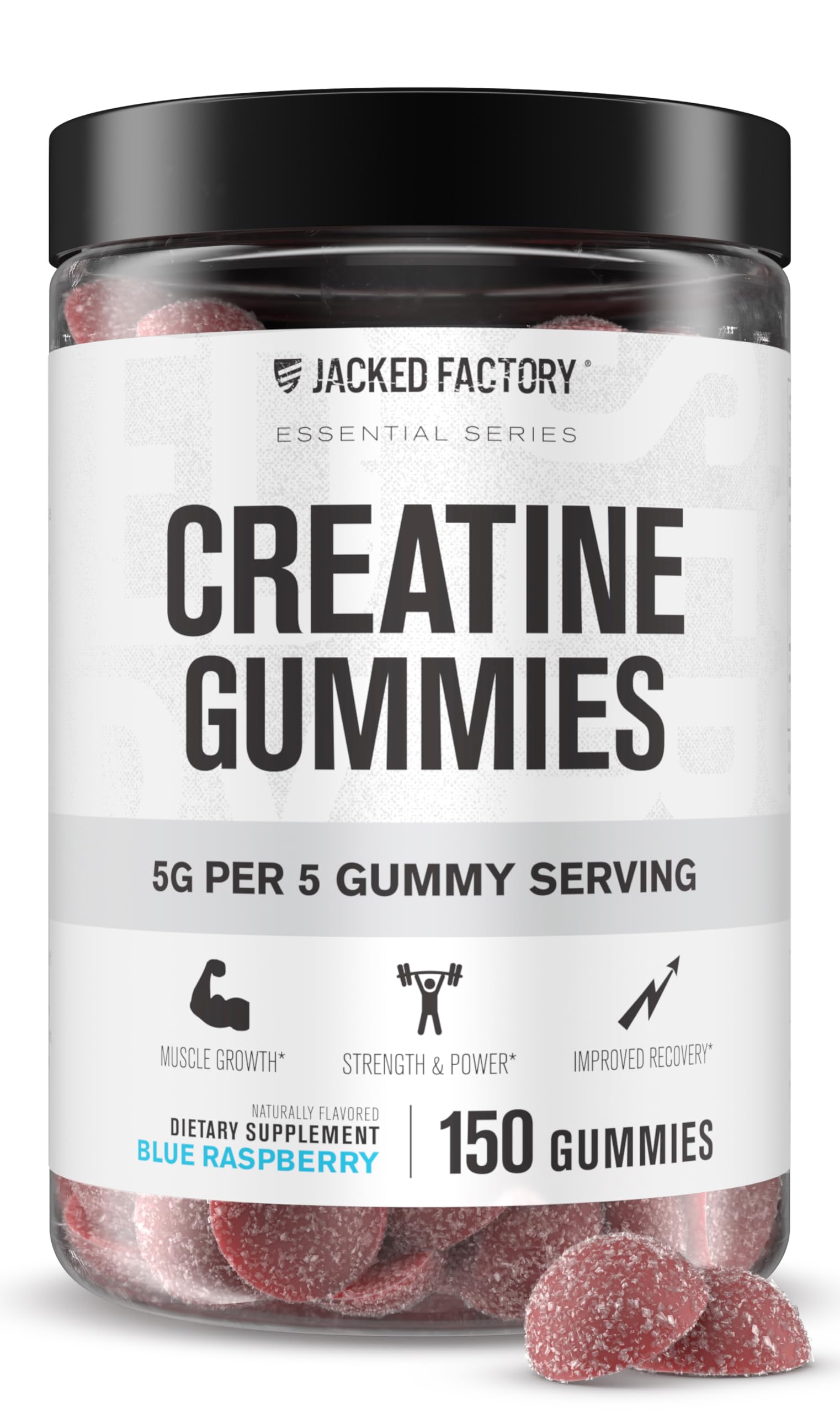 Jacked Factory Creatine Gummies 5g Daily Dose (1g per Gummy) - Creatine Gummy for Men and Women, Vegan-Friendly, Travel-Friendly, Third-Party Tested - 150 Gummies, Blue Raspberry Jacked FactoryBuy Supplements Australia