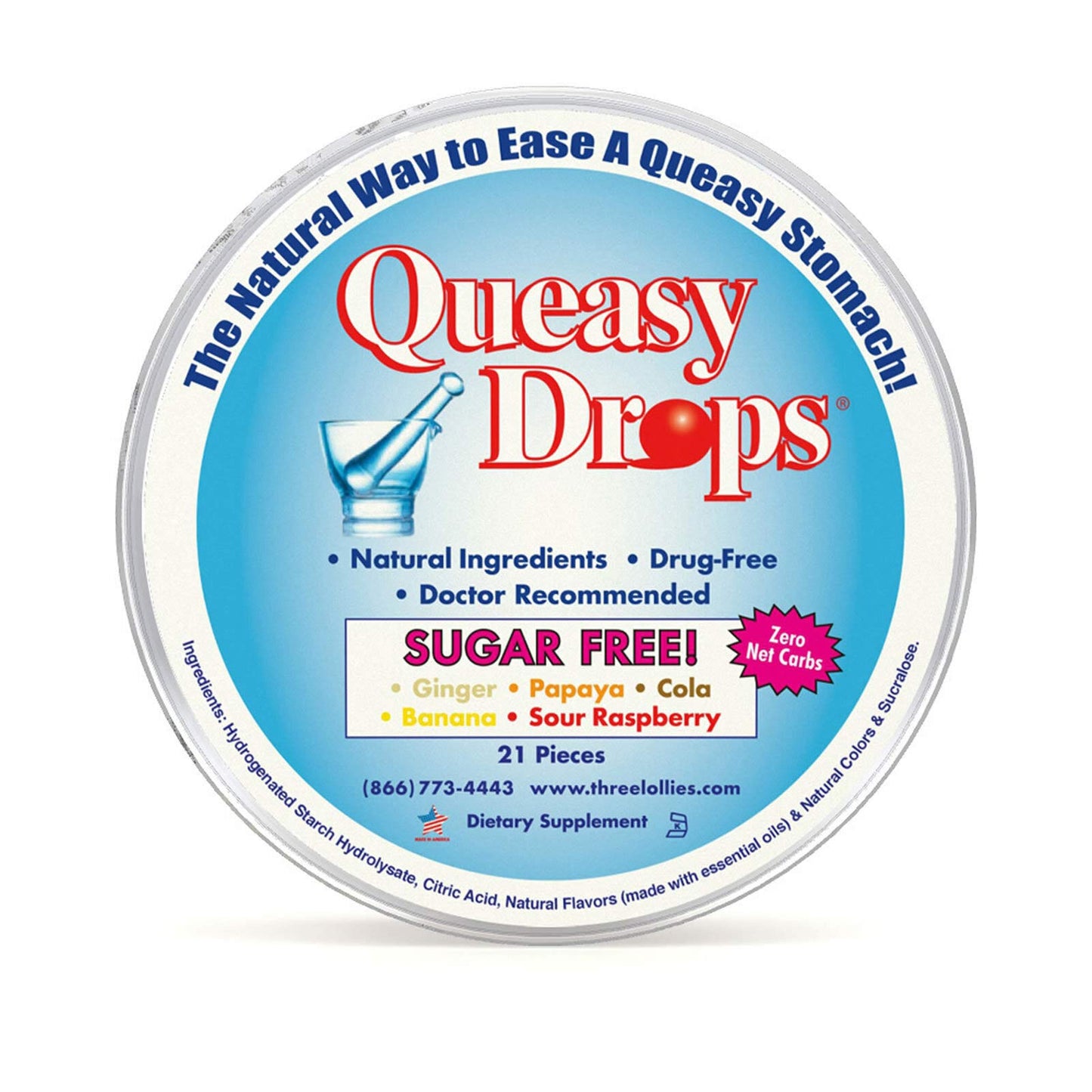 Queasy Drops Sugar Free! 21 Lozenges Three Lollies buy supplements Au