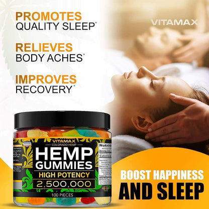 Vitamax Hemp Gummies - Great for Peace & Relaxation - 2,500,000 - Natural Fruit Flavors VitamaxBuy Supplements Australia