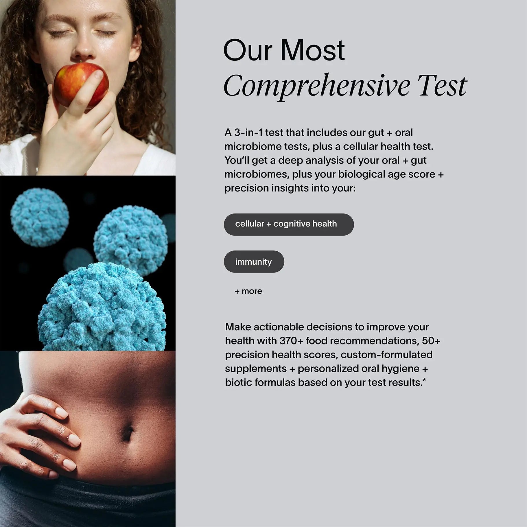 Viome at-Home Full Body Intelligence 3-in-1 Test Kit for Women & Men, 50+ Health Scores from Blood, Saliva, and Stool, Comprehensive Gut Microbiome Analysis, Biological Age, BioHacker Friendly ViomeBuy Supplements Australia