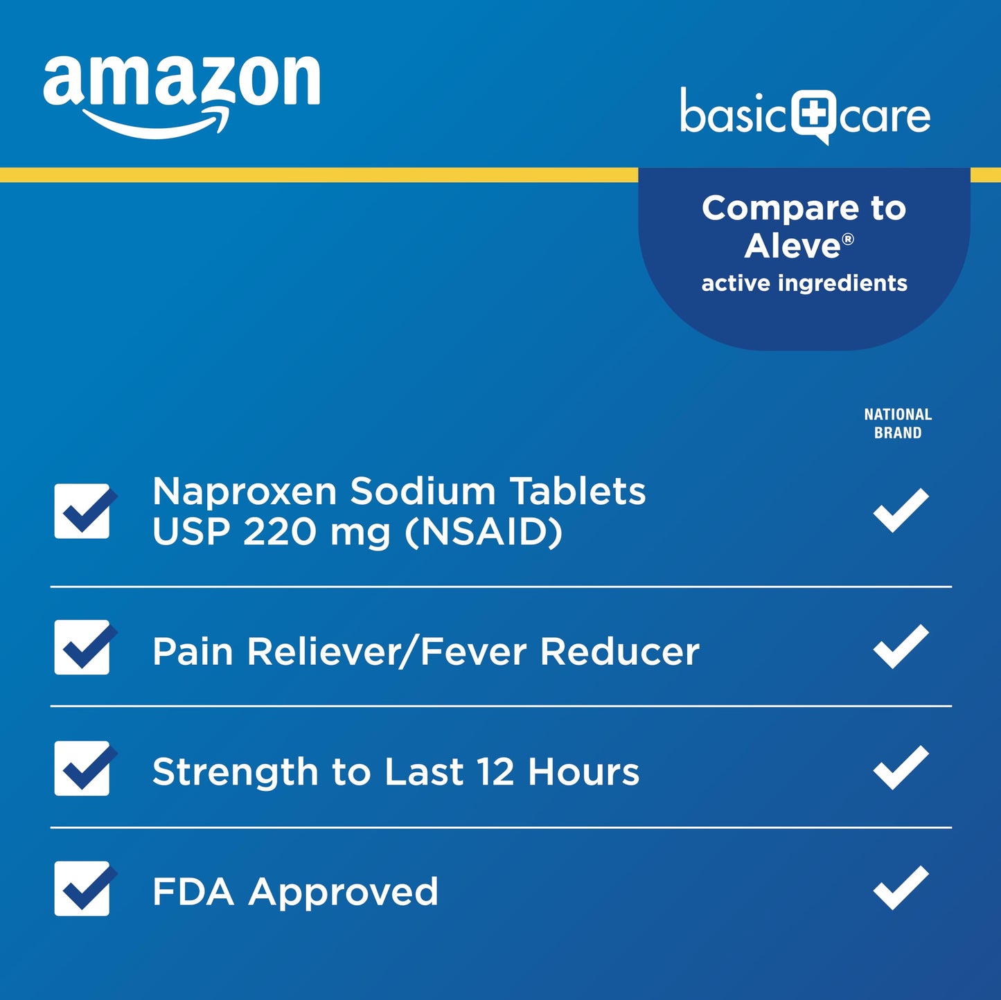Amazon Basic Care Naproxen Sodium Tablets 220 mg, Pain Reliever/Fever Reducer (NSAID), 12-Hour Relief for Headache, Backache, Menstrual Pain, Muscle Aches, Arthritis, 300 Count Amazon Basic Care buy supplements Au