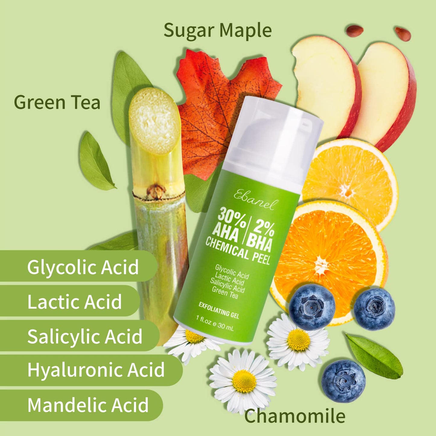 Ebanel Bundle of Hyaluronic Acid Serum and 30% AHA 2% BHA Chemical Peel Exfoliant Gel Ebanel buy supplements Au