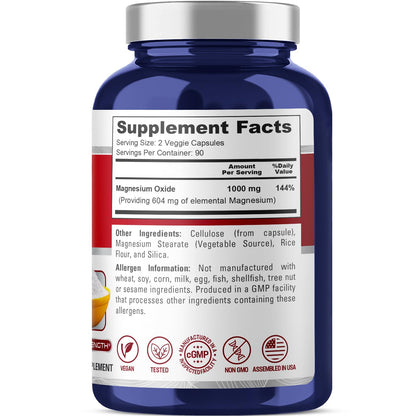 NusaPure Magnesium Oxide 1,000mg per Serving 180 Veggie Caps (Non-GMO, Vegan) NusaPureBuy Supplements Australia