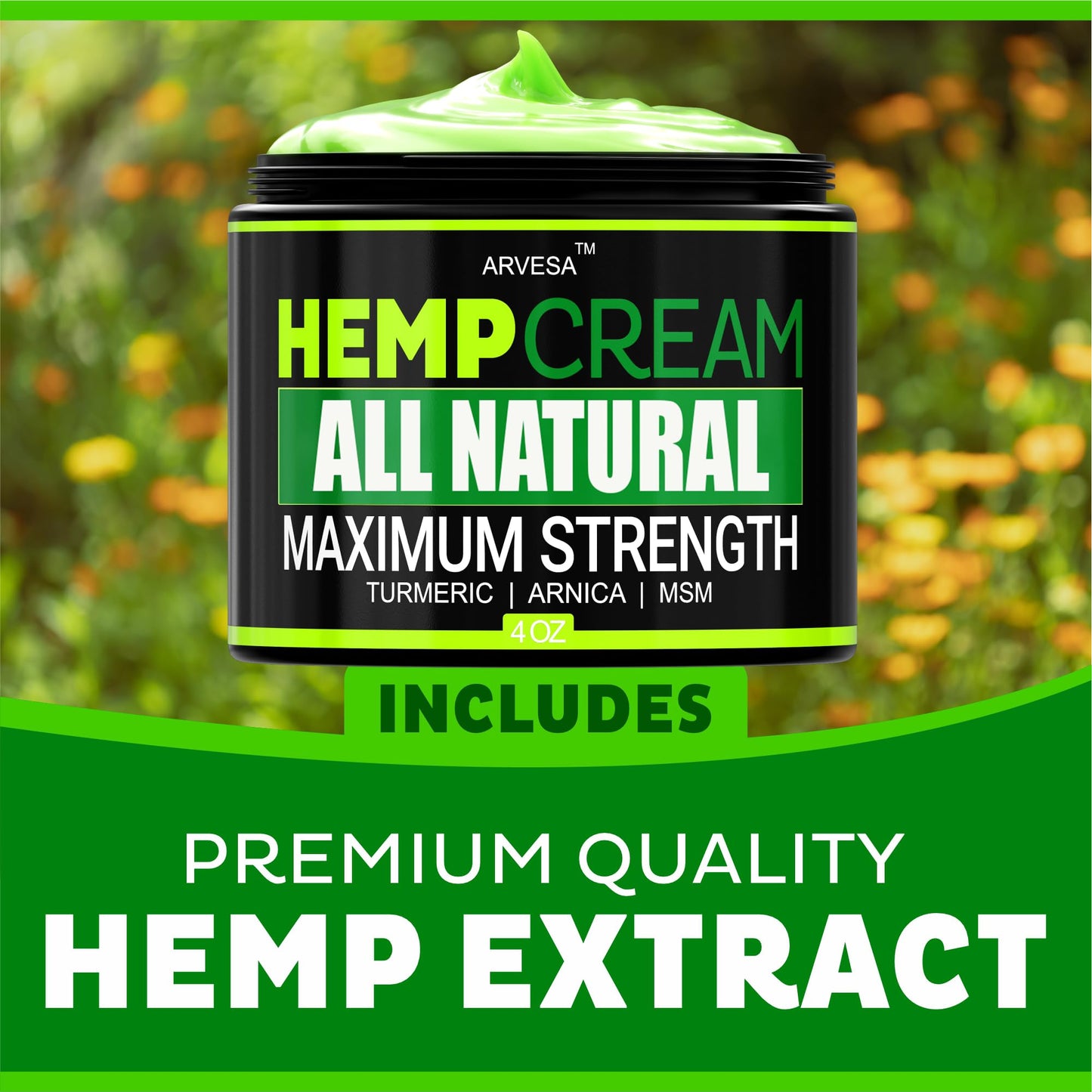 Natural Hemp Cream - Maximum Strength Gel - Hemp Cream with Arnica, MSM, Glucosamine, Menthol, Aloe, Turmeric, Boswellia - Fast Absorption, Non-Greasy, Lightweight - Advanced Formula - 4 oz ArvesaBuy Supplements Australia