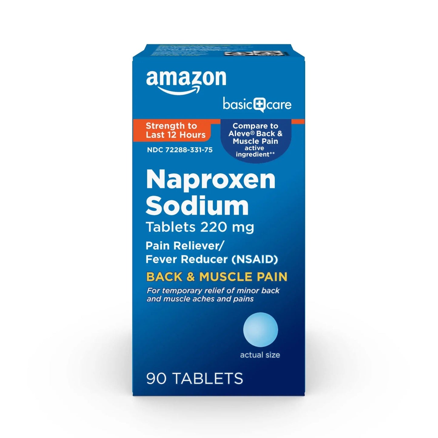 Amazon Basic Care Back and Muscle Pain, 220 mg Naproxen Sodium Tablets, 12-Hour Pain Relief, Headache, Arthritis, Menstrual Cramps, Fever Reducer, 90 Count Amazon Basic CareBuy Supplements Australia