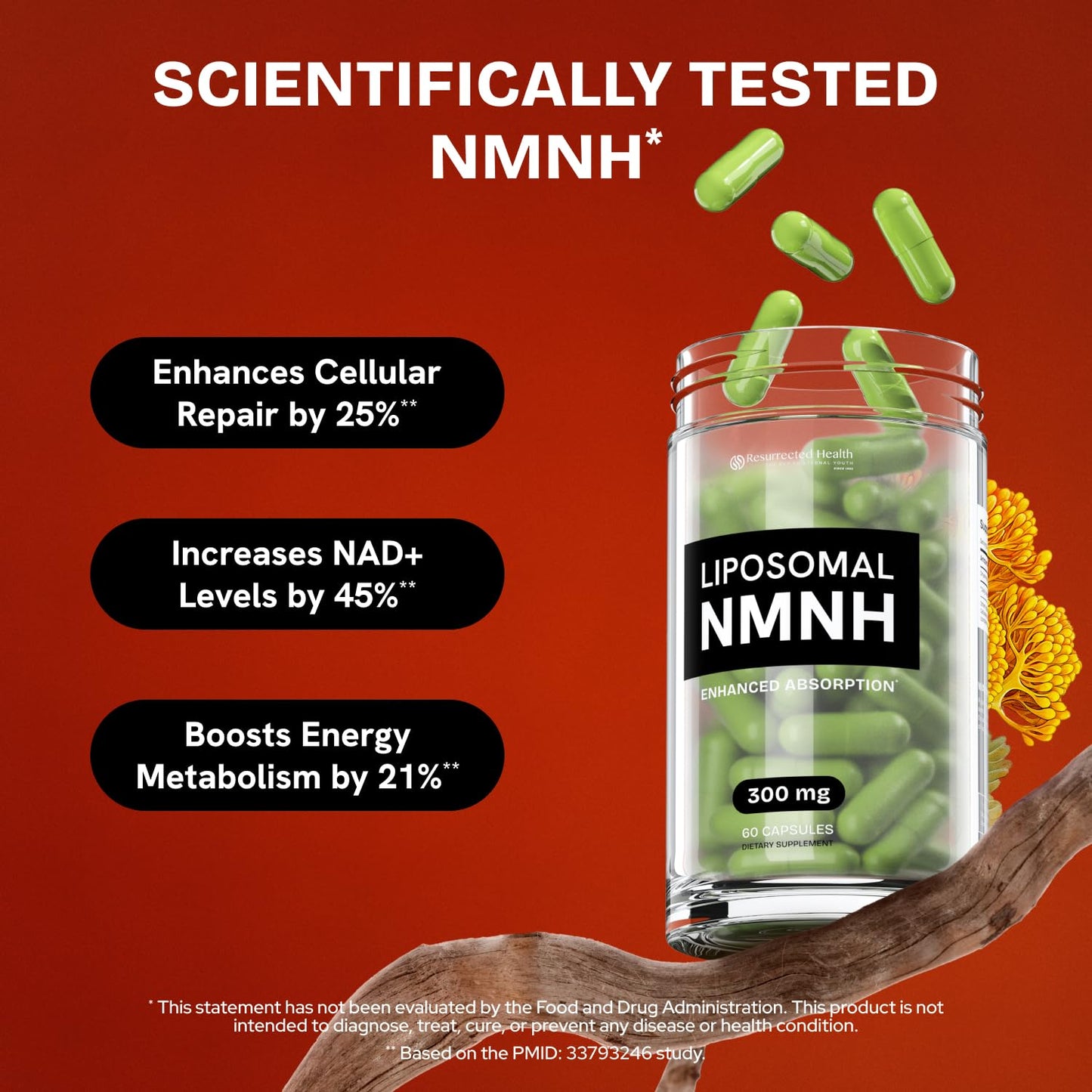 Resurrected Health Liposomal NMNH Supplement 300mg – Boosts NAD Anti-Aging, Energy & Focus – NMM Capsules Alternative to for Cellular Vitality – Third-Party Tested, 60 Vegan Capsules | 1 Pack Resurrected HealthBuy Supplements Australia