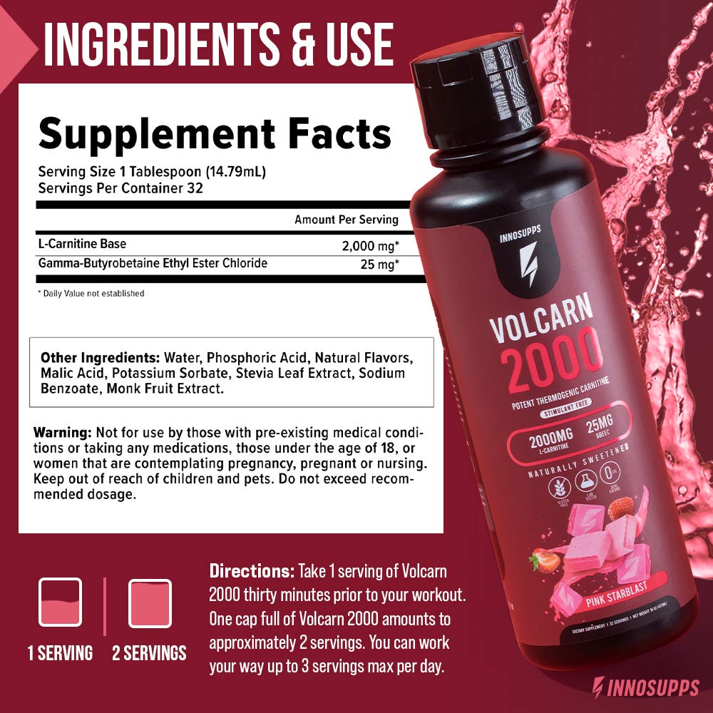 InnoSupps Volcarn 2000 - Advanced Fat Burning Liquid | L-Carnitine,GBEEC, Boost Energy InnoSuppsBuy Supplements Australia