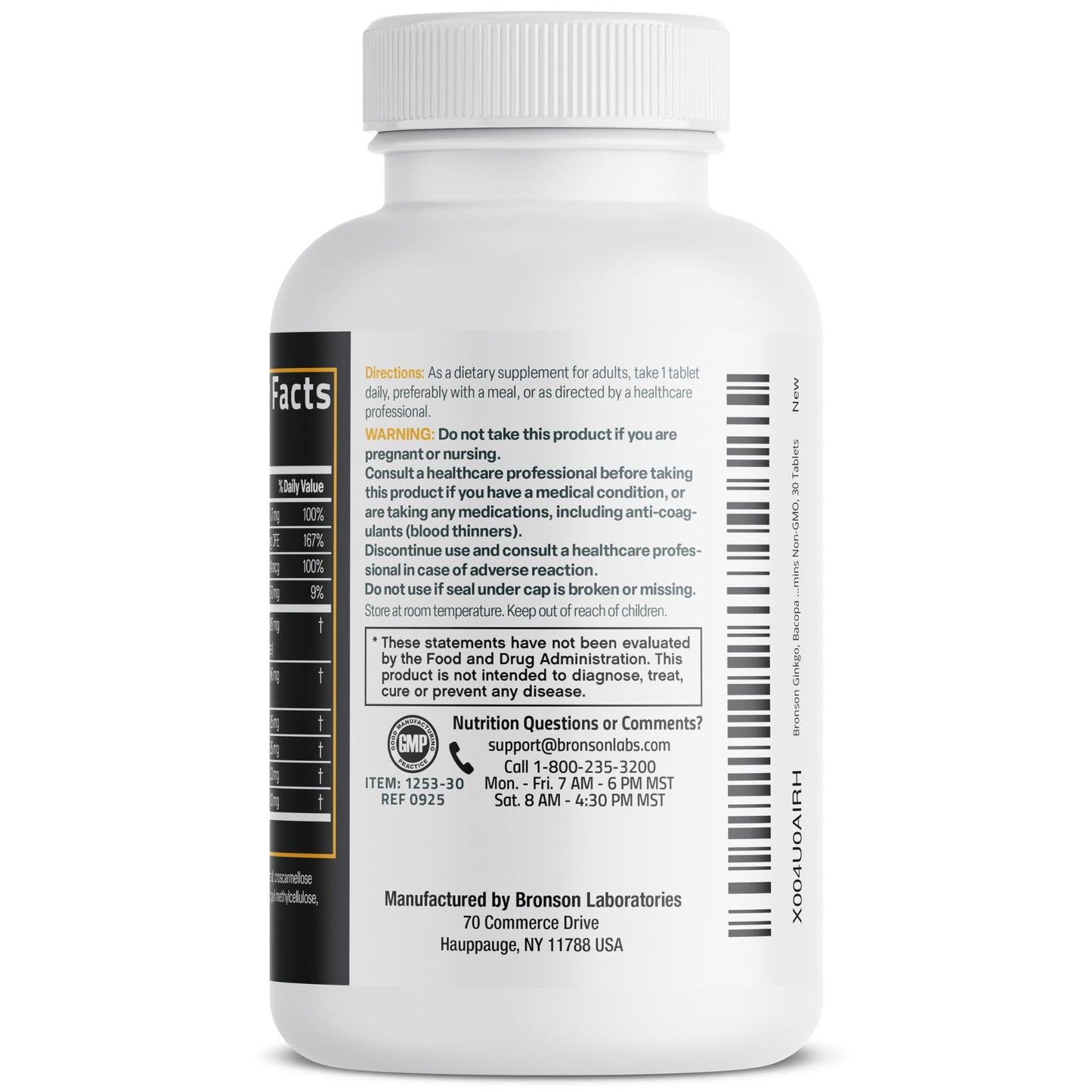 Bronson Ginkgo, Bacopa & Acetyl L-Carnitine Brain & Memory Support Complex with L-Tyrosine, Choline, CoQ10 & Phosphatidylserine Plus Key B Vitamins Non-GMO, 30 Tablets BronsonBuy Supplements Australia