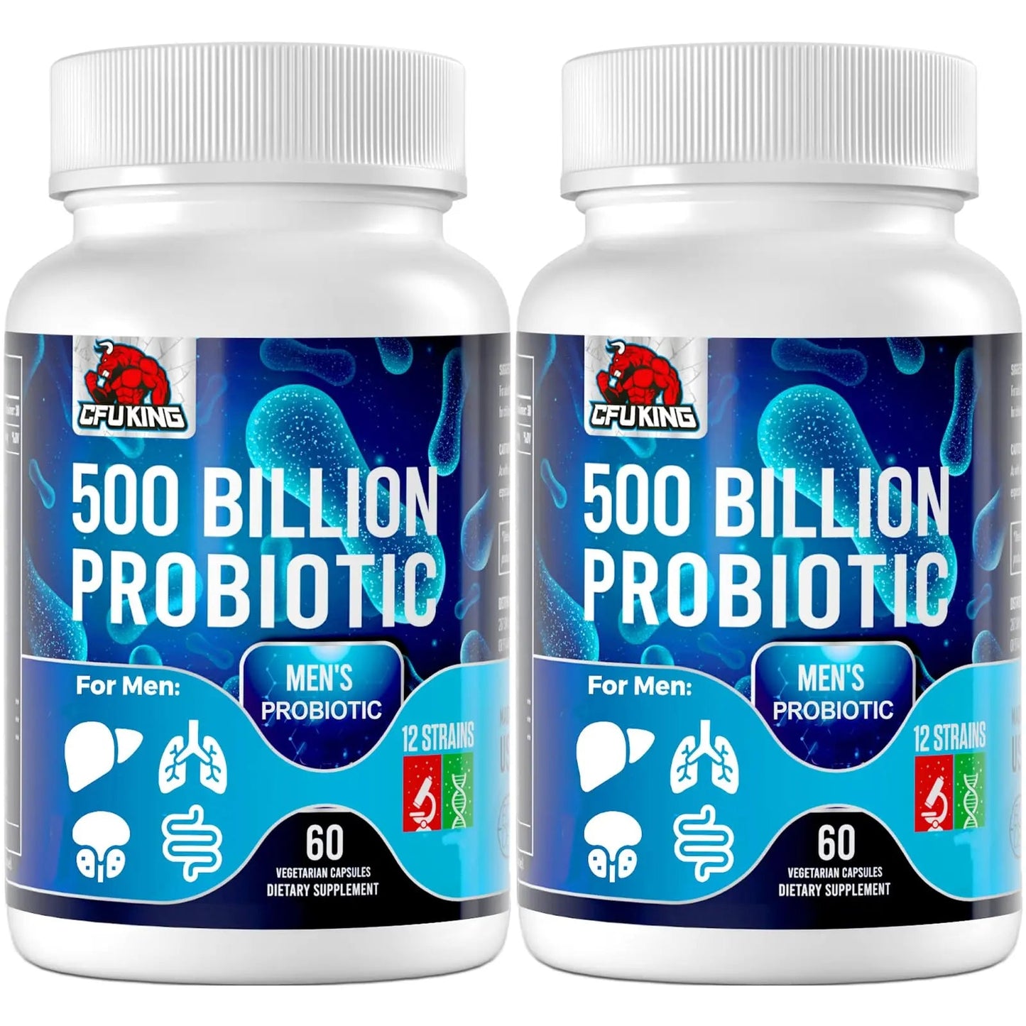 Probiotics for Men, 500 Billion CFU & 12 Mens Probiotic for Digestive Health + 4 Organic Prebiotic Fiber, for Digestive, Gut, Immune Health, Bloating, Gas, Energy Support, Shelf Stable - 120 Capsules CFUKING buy supplements Au