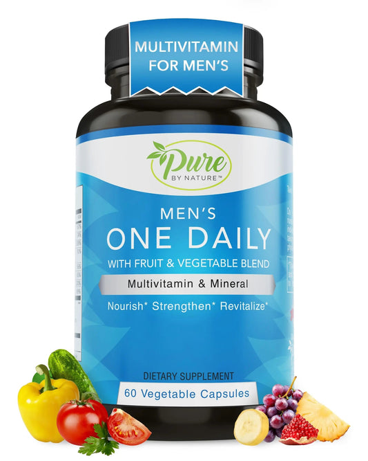 Pure By Nature One-Daily Multivitamin for Men, Immune Support Supplement with Non-GMO Ingredient, Vitamin & Minerals for Energy, 60 Veggie Capsules Pure By NatureBuy Supplements Australia