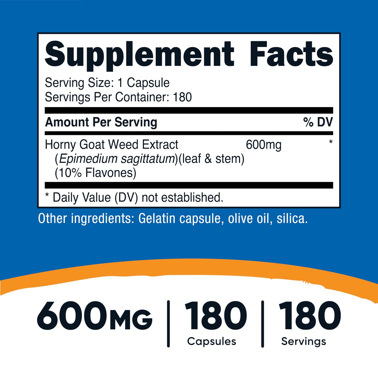 Nutricost Horny Goat Weed Extract (Epimedium) - 180 Capsules, 180 Servings, 600mg Per Capsule