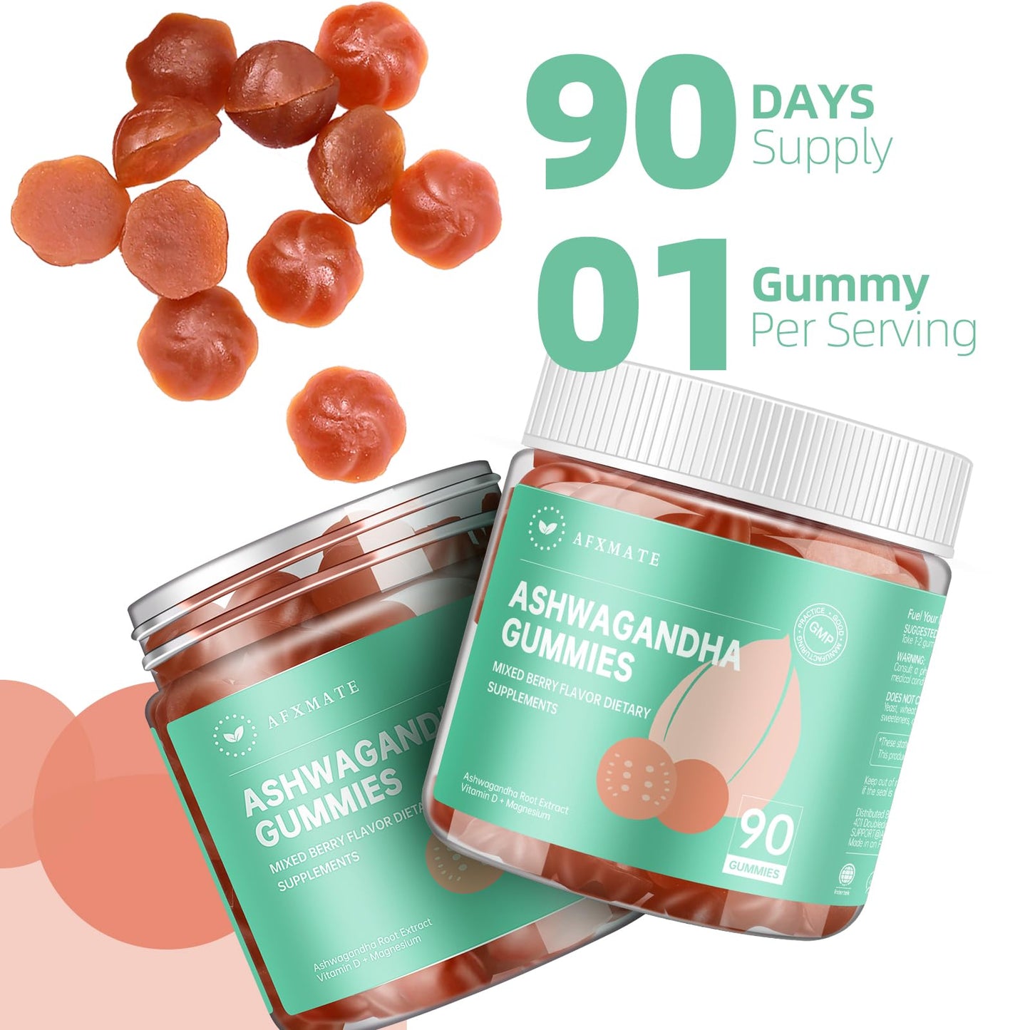 AFXMATE Ashwagandha Gummies for Women Sugar Free, Men's Ashwagandha Supplement Gummy with Vitamin D Magnesium Vegan (90 Counts) AFXMATEBuy Supplements Australia