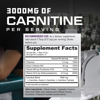Cutler Nutrition Liquid L-Carnitine Fat Burner Supplement with Acetyl L-Carnitine & L-Carnitine Tartrate - Fat Burner Formula for Optimal Absorption