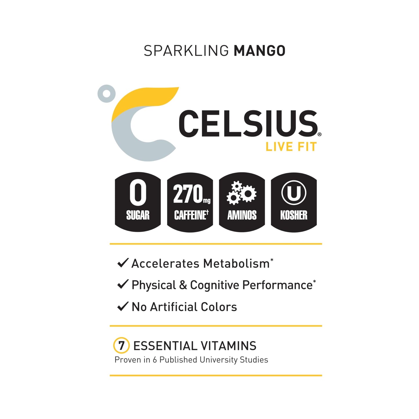 CELSIUS ESSENTIALS, Sparkling Mango Tango, Performance Energy Drink 16 Fl Oz CELSIUSBuy Supplements Australia
