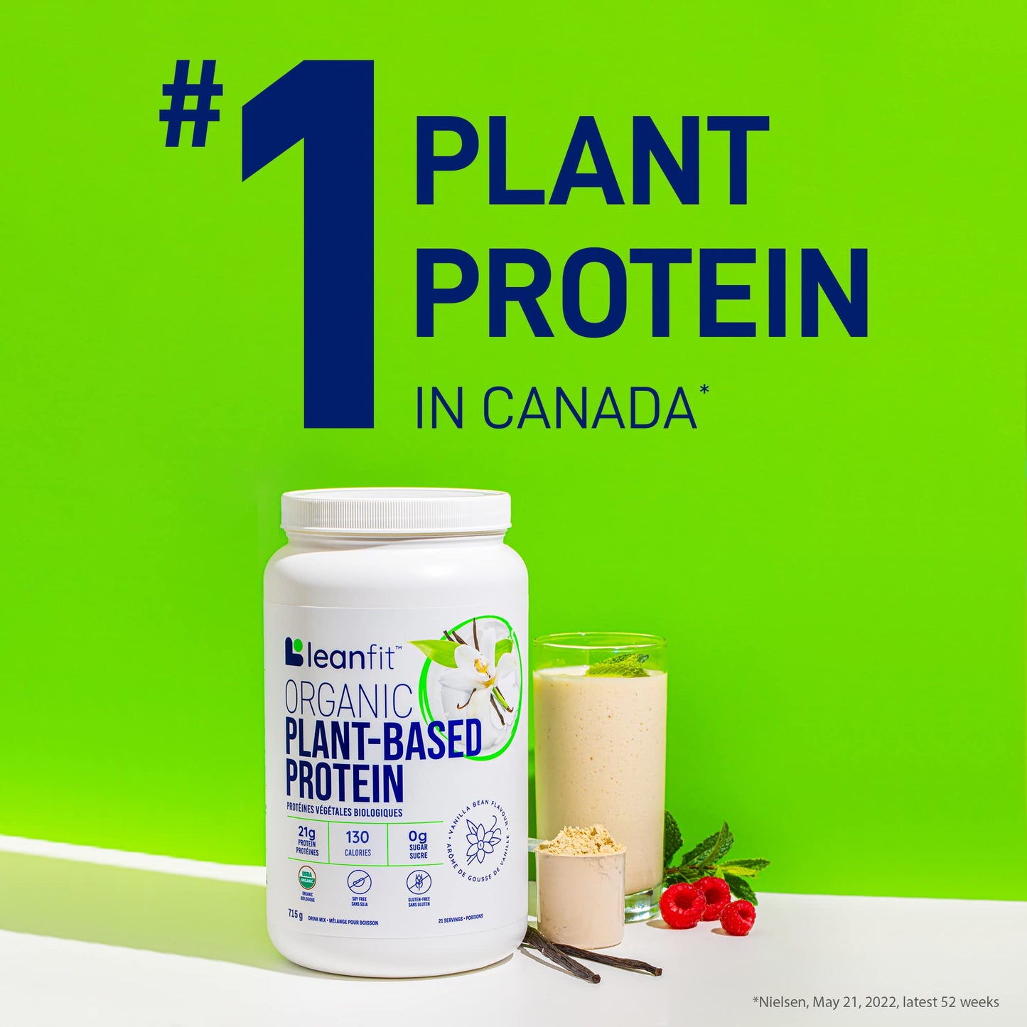LeanFit Organic Plant-Based Protein, Natural Vanilla Flavor, 21g Vegan Protein, 19 Servings LeanFitBuy Supplements Australia