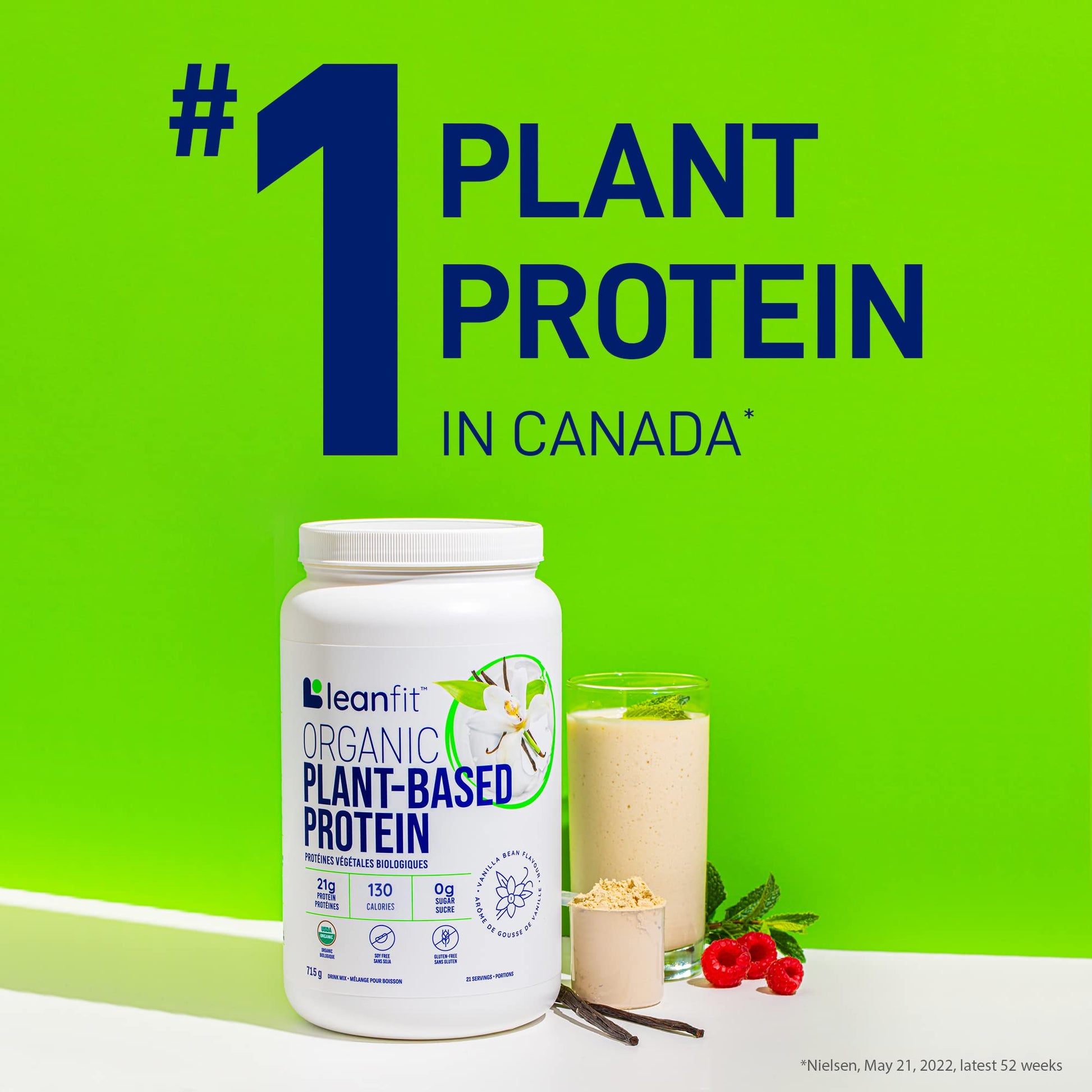 LeanFit Organic Plant-Based Protein, Natural Vanilla Flavor, 21g Vegan Protein, 19 Servings LeanFitBuy Supplements Australia