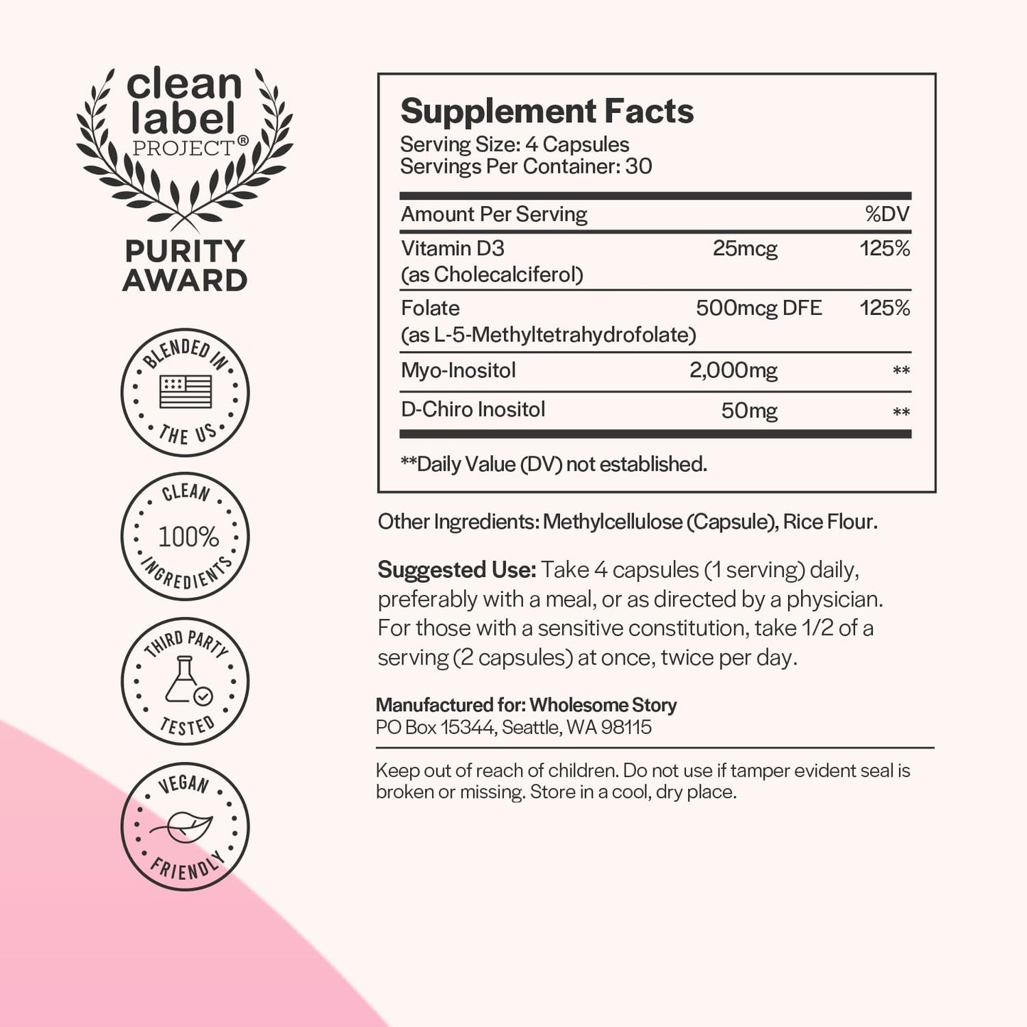 Myo-Inositol & D-Chiro Inositol Capsules with MTHF, Folate, Vitamin D| Support Wholesome StoryBuy Supplements Australia