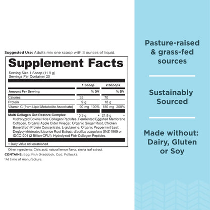 Ancient Nutrition Collagen Powder Protein, Multi Collagen Protein, Hydrolyzed Collagen Peptides Supports Skin and Nails, Joint Supplement (Gut Restore, 20 Servings) Ancient NutritionBuy Supplements Australia
