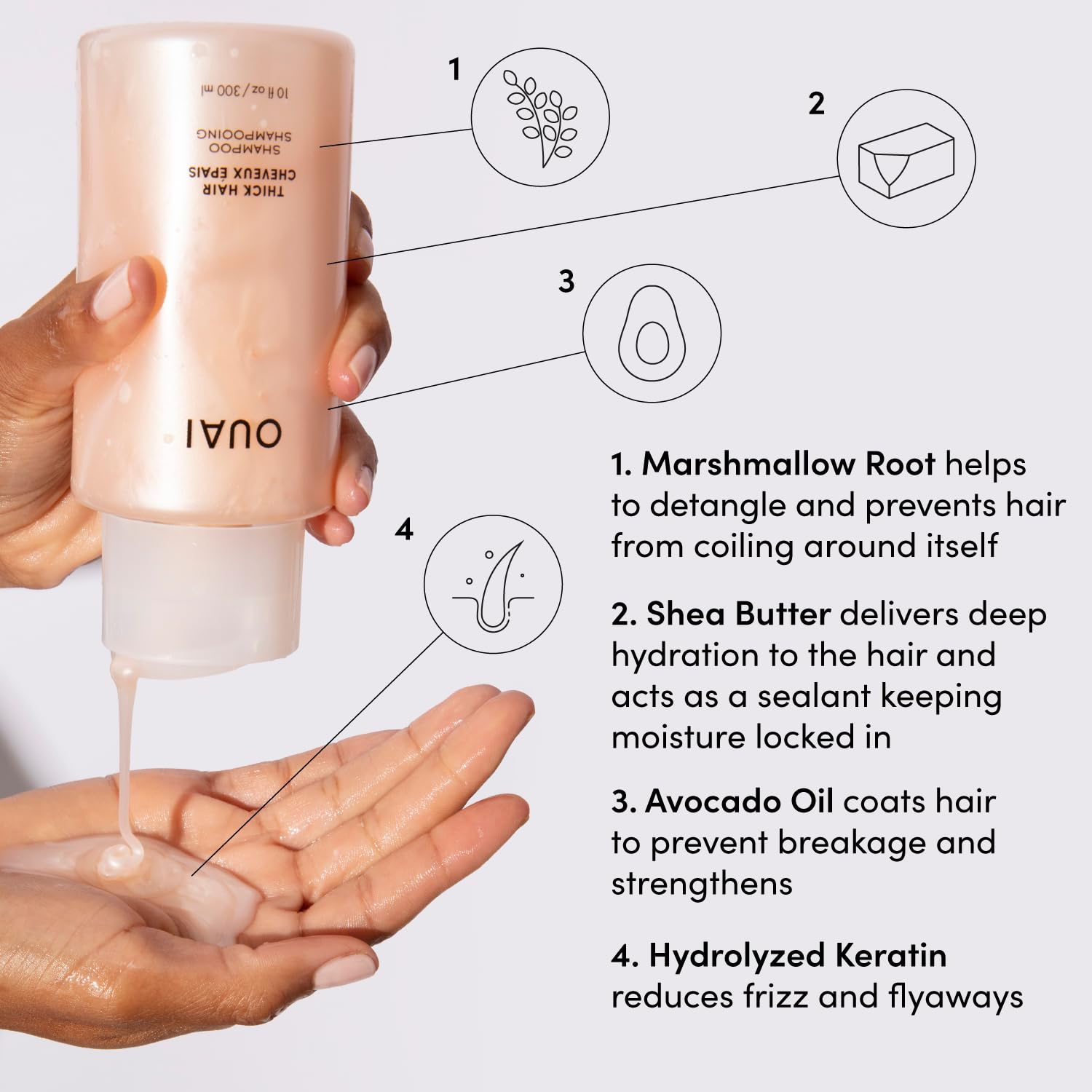 OUAI Thick Hair Shampoo and Conditioner Set - Sulfate Free Shampoo and Conditioner for Thick Hair Care - Moisturizes, Strengthens & Fights Frizz - Made with Keratin & Shea Butter (10 Fl Oz) OUAIBuy Supplements Australia