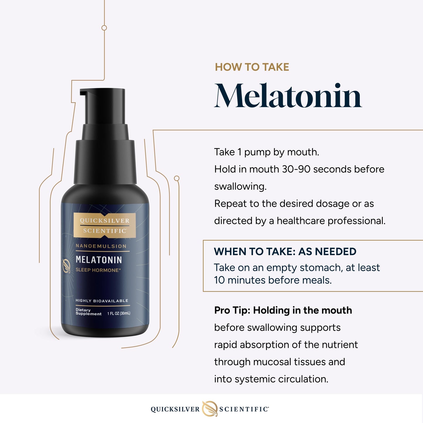 Quicksilver Scientific Liposomal Melatonin - Bedtime, Jet Lag & Immune Support Liquid for Adults - Efficient, Superior Absorption 1mg to Minimize Morning Drowsiness (30 ml) Quicksilver ScientificBuy Supplements Australia