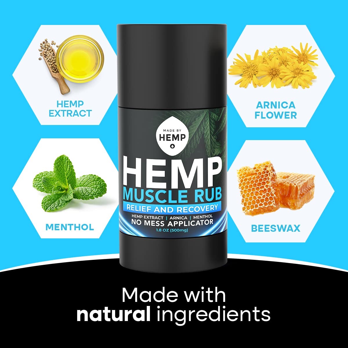 Hemp Roll On Post Workout Muscle Relief Stick for Muscles and Joints Natural Blend with Arnica, Menthol, Ginger Non Greasy Balm Cooling Soothing Support Formula Made by Hemp 1.8oz MADE BY HEMP Co.Buy Supplements Australia