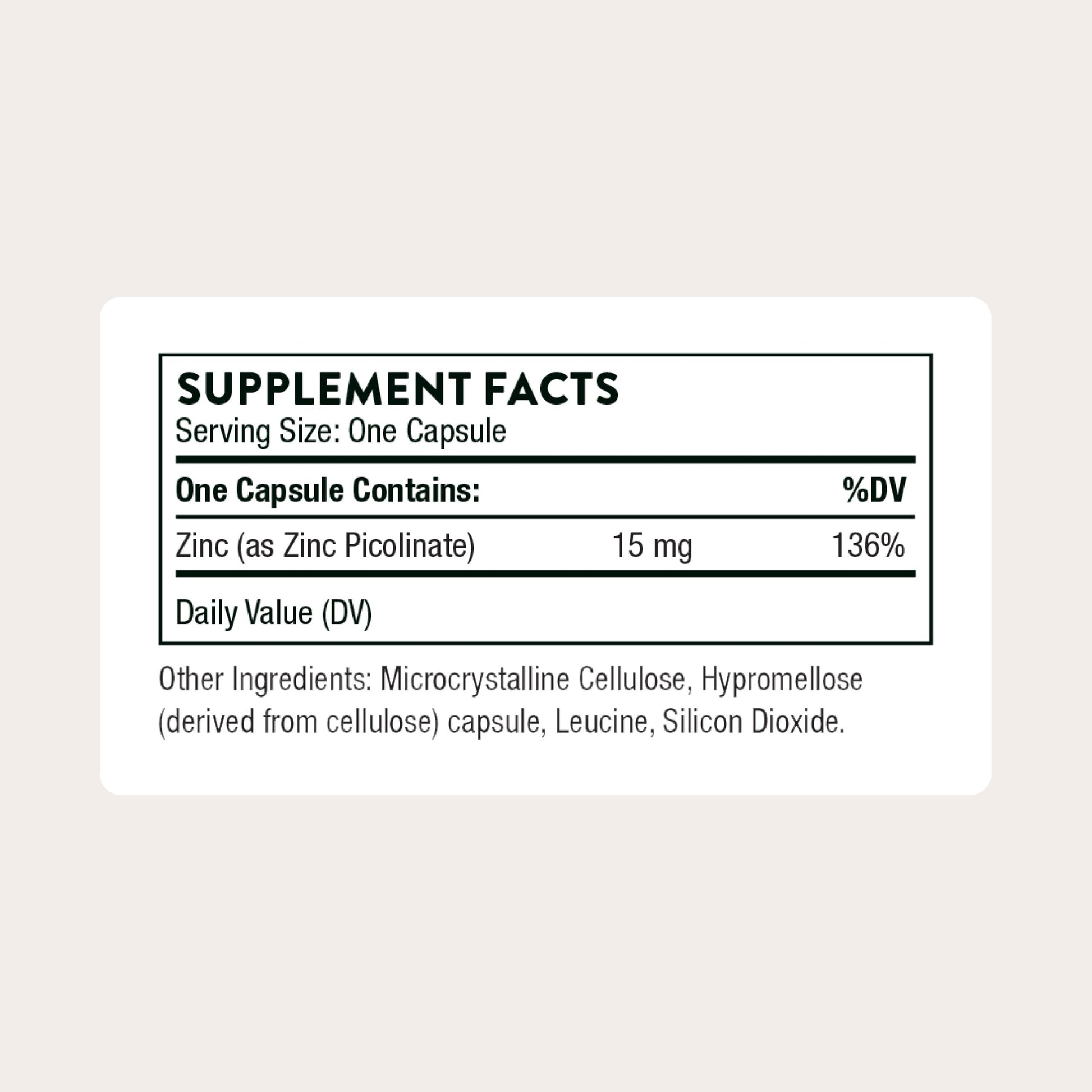 THORNE - Zinc Picolinate 15mg - Highly Absorbable Zinc Supplement - Supports Wellness, Immune System, Eye, Skin, and Reproductive Health* - Gluten-Free, Soy-Free, Dairy-Free - 60 Capsules THORNEBuy Supplements Australia