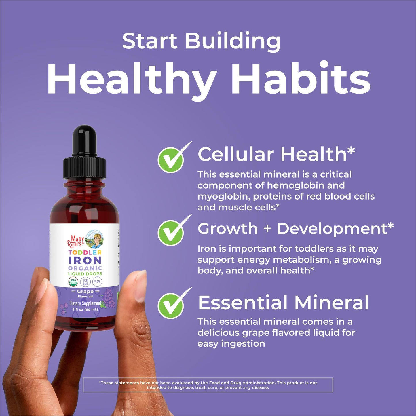 MaryRuth's Iron Supplement for Toddlers | Liquid Iron Supplement for Children Ages 1-3 | Iron Supplement for Iron Deficiency | Ferrochel | Sugar Free | Vegan | Non-GMO | Gluten Free | 2 Fl Oz MARYRUTH'SBuy Supplements Australia