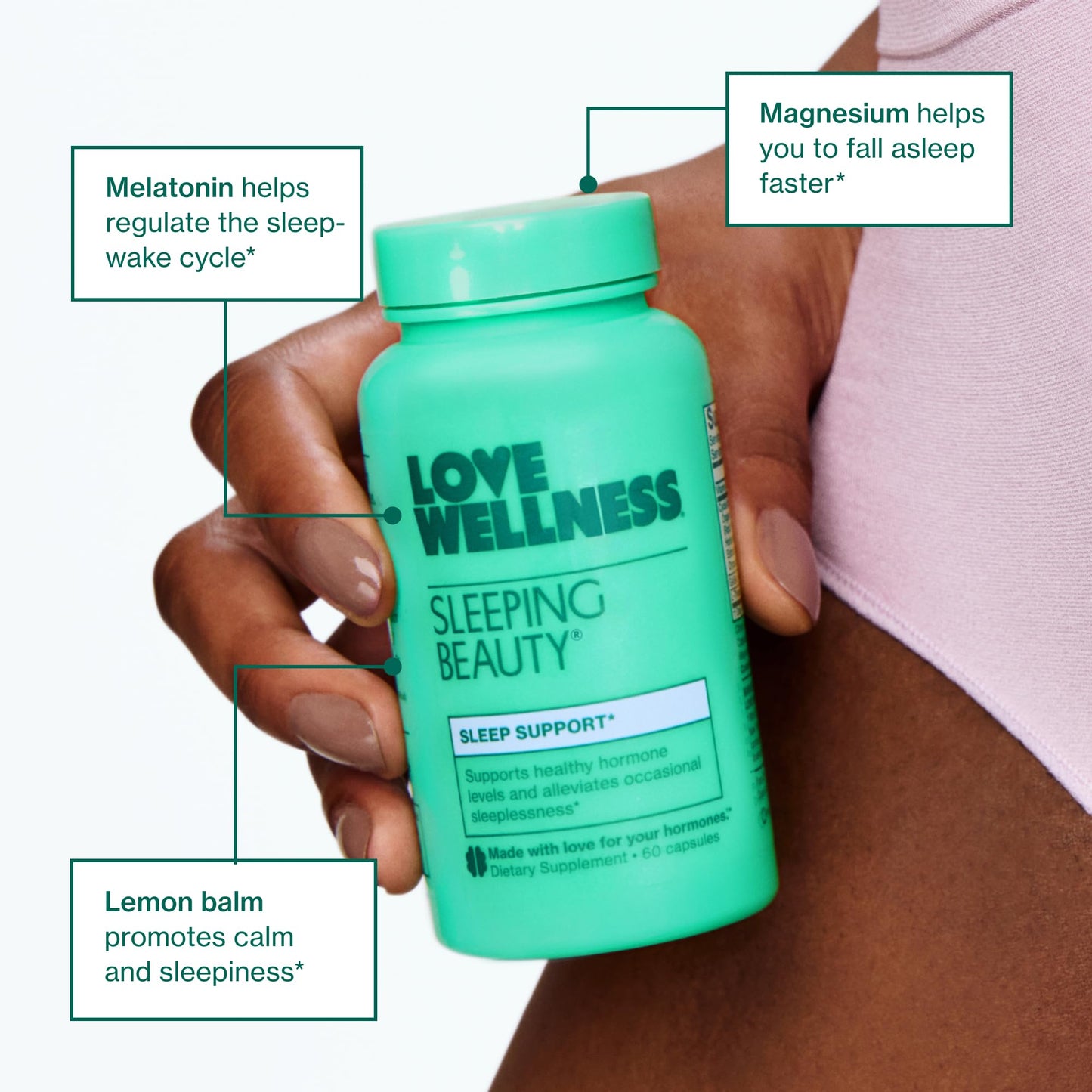 Love Wellness Sleeping Beauty | Sleep Support with Melatonin, Magnesium & L-Theanine | Promotes Restful Sleep, Relaxation & Calmness | Organic Valerian Root Powder & Lemon Balm | 60 Count Love WellnessBuy Supplements Australia