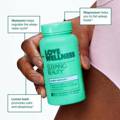 Love Wellness Sleeping Beauty | Sleep Support with Melatonin, Magnesium & L-Theanine | Promotes Restful Sleep, Relaxation & Calmness | Organic Valerian Root Powder & Lemon Balm | 60 Count Love WellnessBuy Supplements Australia