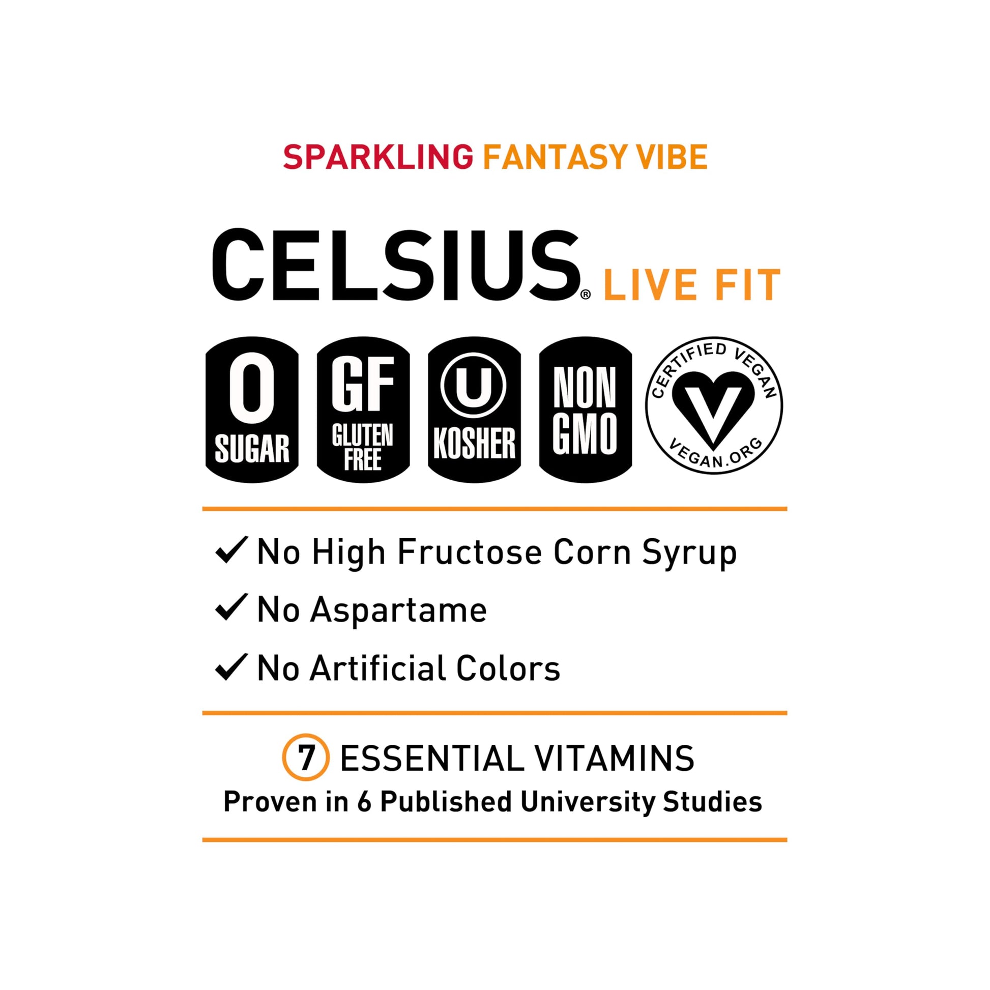 CELSIUS Sparkling Fantasy Vibe, Functional Essential Energy Drink, 12 Fl Oz (Pack of 12) CELSIUSBuy Supplements Australia