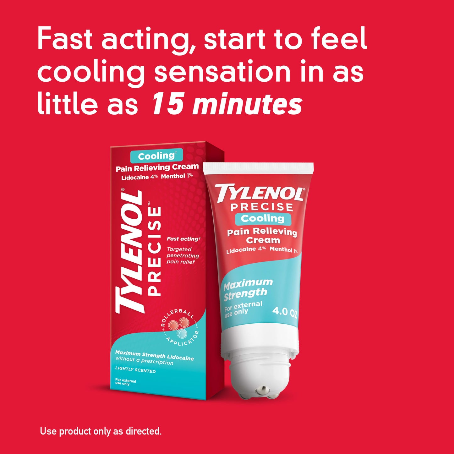 Tylenol Precise Cream, Cooling Sensation Pain Relief, Roll‑On, Lidocaine 4%, Menthol 1%, Targeted Maximum OTC Strength Combination for Back, Muscle and Joint, Numbing Cream Rollerball Applicator, 4 oz Tylenol buy supplements Au