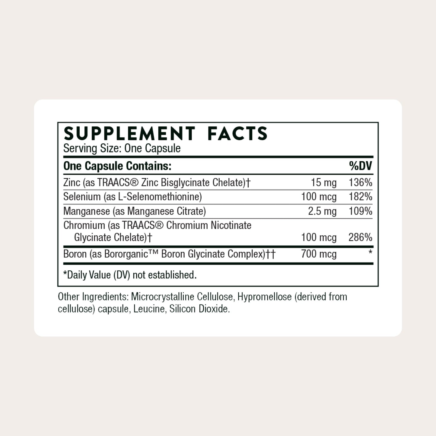 THORNE - Trace Minerals - Optimally Absorbed, Chelated Mineral Supplement with Zinc, Boron, Selenium, Chromium & Manganese - Third-Party Certified
