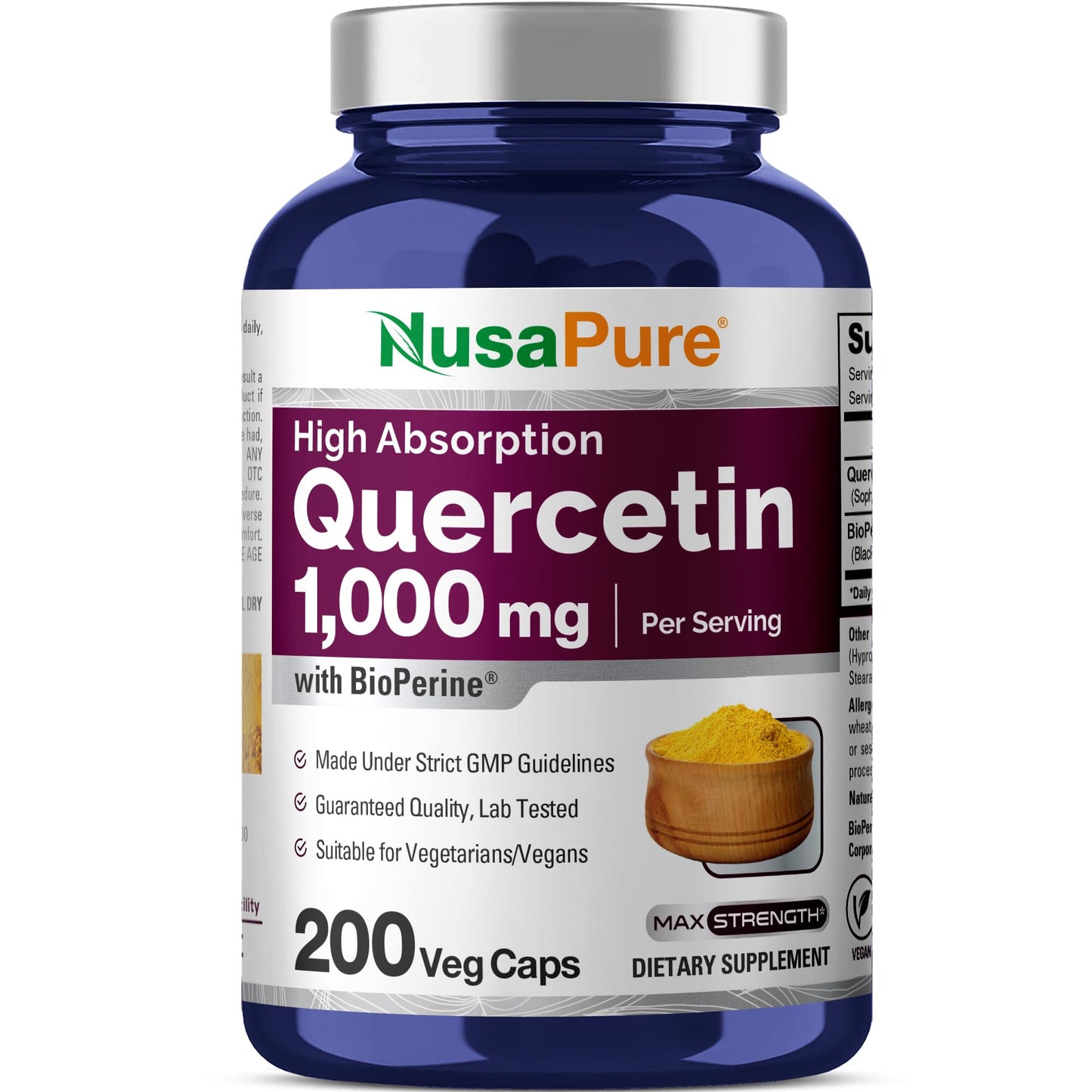NusaPure Quercetin - Suitable for Vegetarian/Vegan, Non - GMO - 1000 mg - 200 Capsules NusaPureBuy Supplements Australia