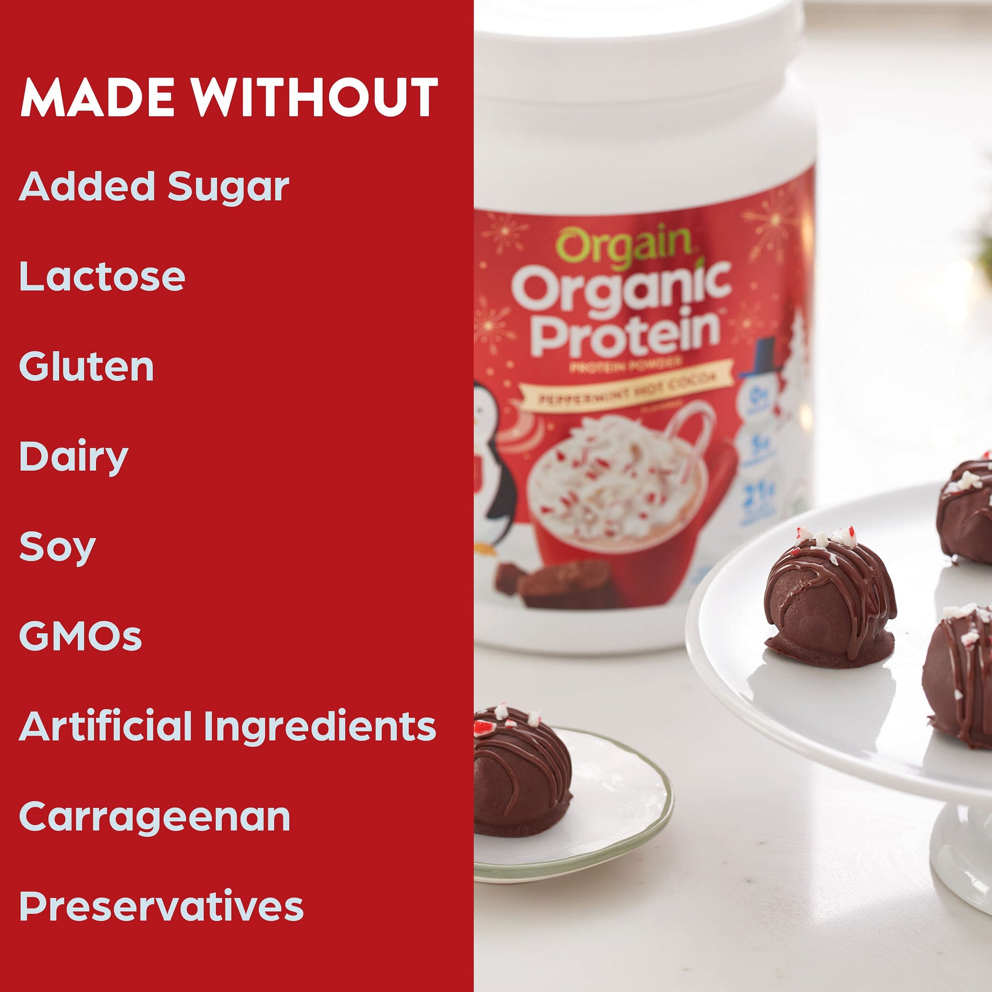 Orgain Organic Vegan Protein Powder, Peppermint Hot Cocoa Seasonal Holiday Flavor OrgainBuy Supplements Australia