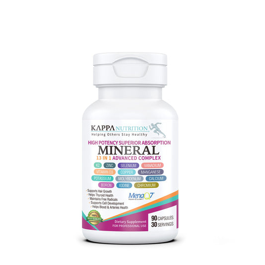 KAPPA NUTRITION (90 Capsules,Vitamin K2, Vitamin D3, Zinc, Selenium, Vanadium, Copper, Manganese, Potassium, Molybdenum, Calcium, Chromium, Iodine, Boron,