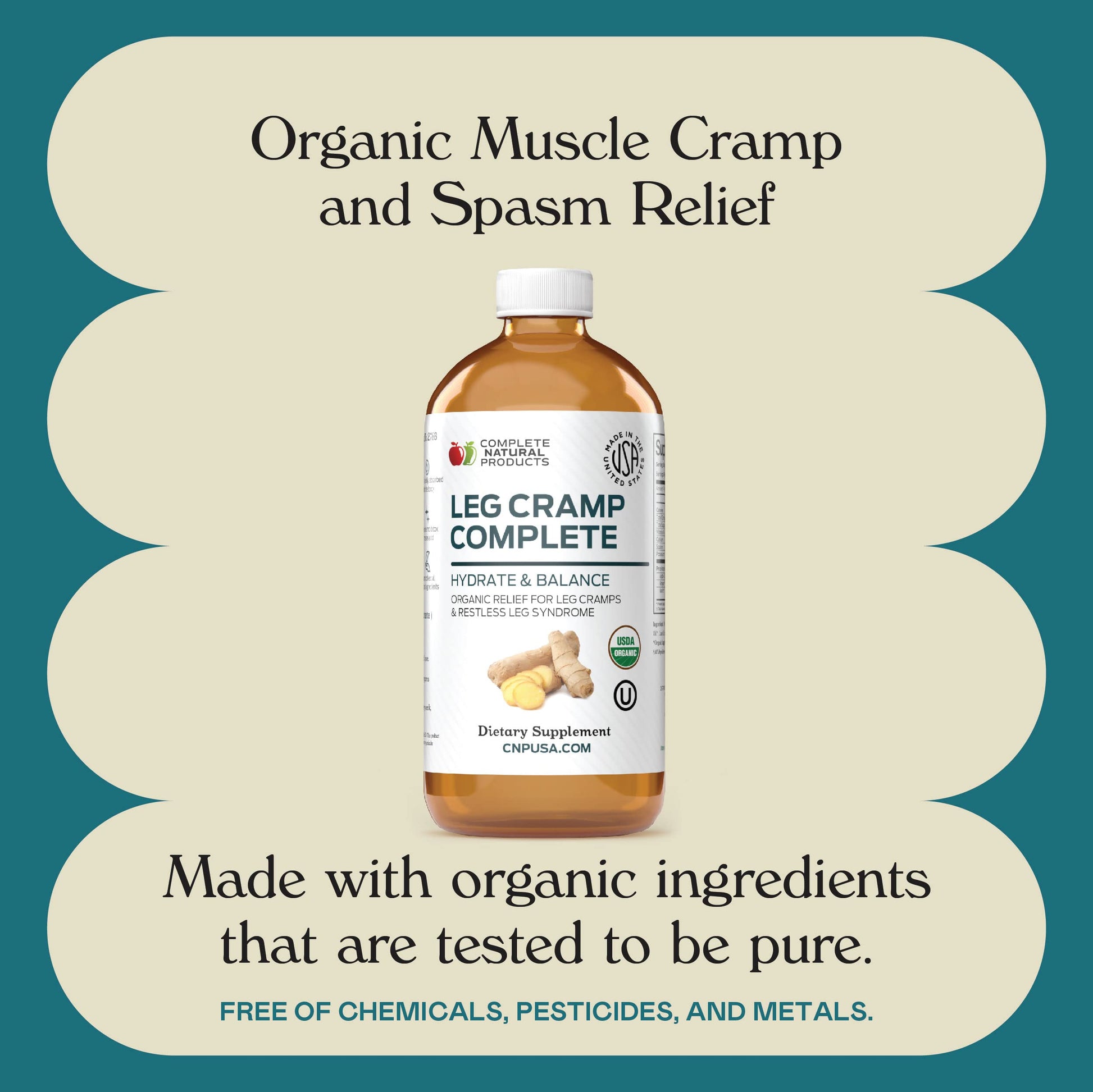 Organic Amish Leg Cramp Relief Liquid 16oz - Natural Muscle and Foot Support Supplement with Apple Cider Vinegar, Ginger, Garlic, Aloe, Fast Cramp Reducing Formula, Certified Organic, Made in USA Complete Natural ProductsBuy Supplements Australia