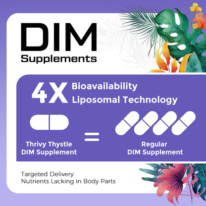 ThrivyThystle Liposomal DIM 400 mg - Hormone Balance, Estrogen Support for Women, DIM Supplement with Vitamin E, Evening Primrose, Black Cohosh, Omega-3 Fatty Acids (60 Capsules) ThrivyThystleBuy Supplements Australia