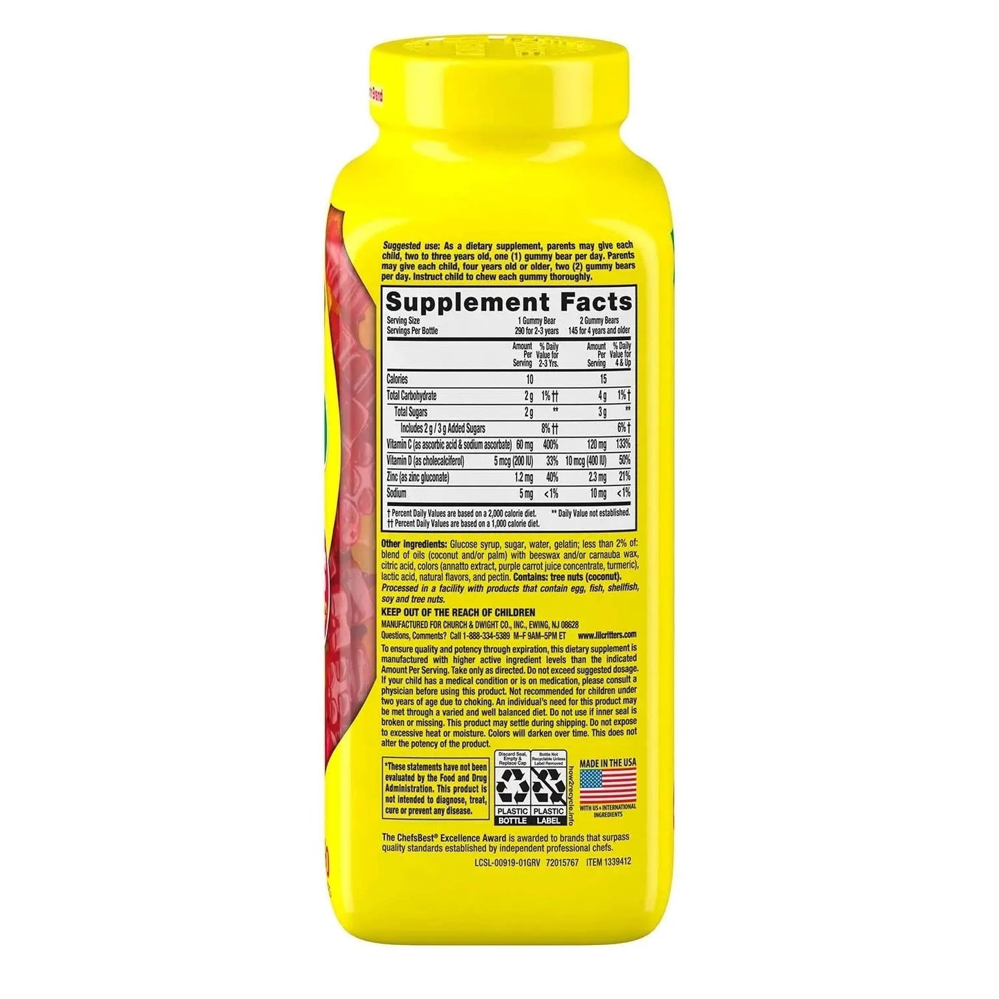 L'il Critter Kids' Immune C Plus Zinc and Vitamin D (290 Count) VitaBuy Supplements Australia