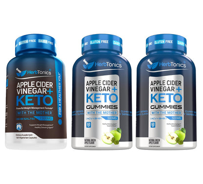 Herbtonics Apple Cider Vinegar Capsules Plus Keto BHB | Fat Burner & Weight Loss Supplement