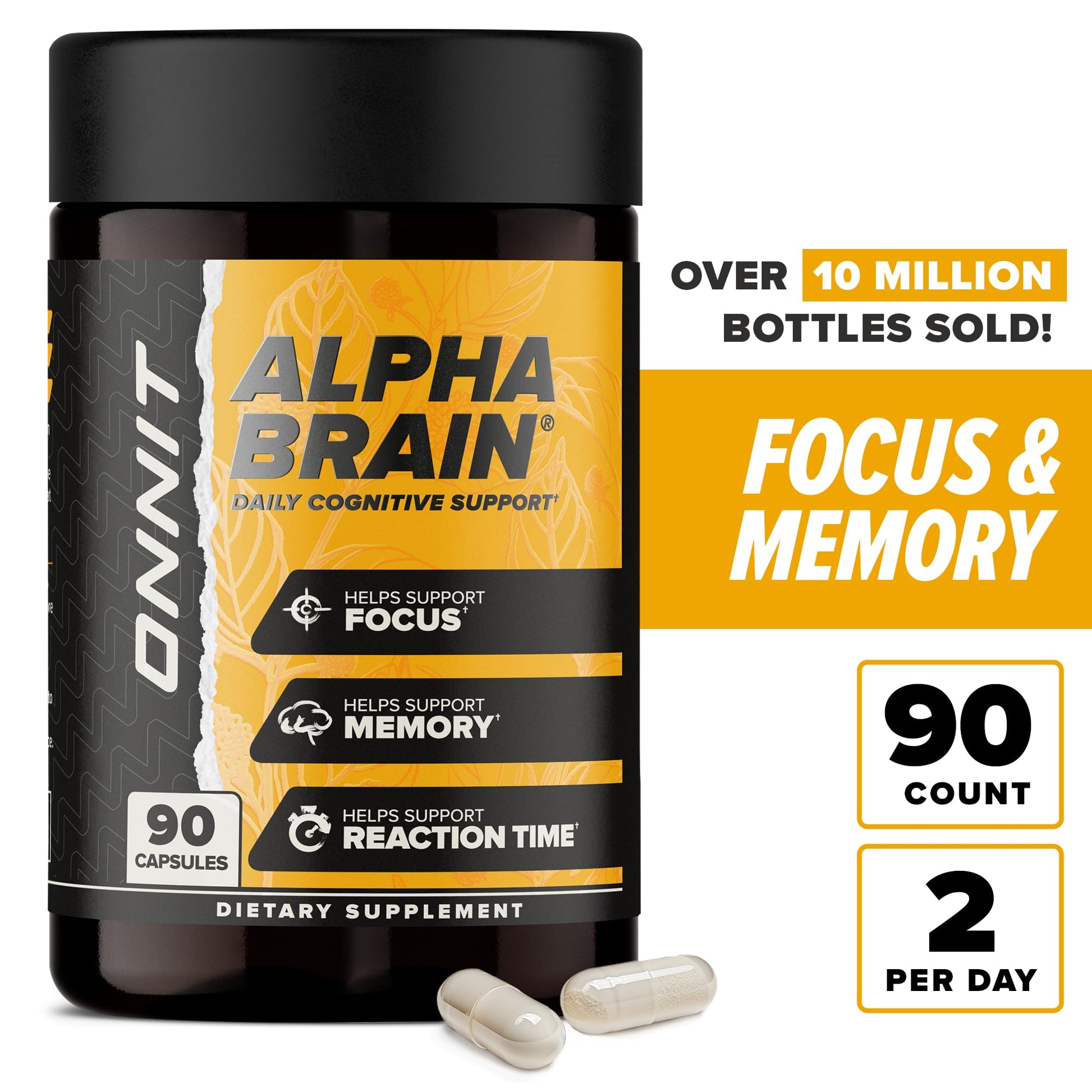 ONNIT Alpha Brain Nootropic Brain Supplement for Men and Women, IGEN Non-GMO Tested, Memory, Mental Clarity, Cognitive Support and Focus Capsules with L-Theanine and Vitamin B6 (90 Count) ONNITBuy Supplements Australia