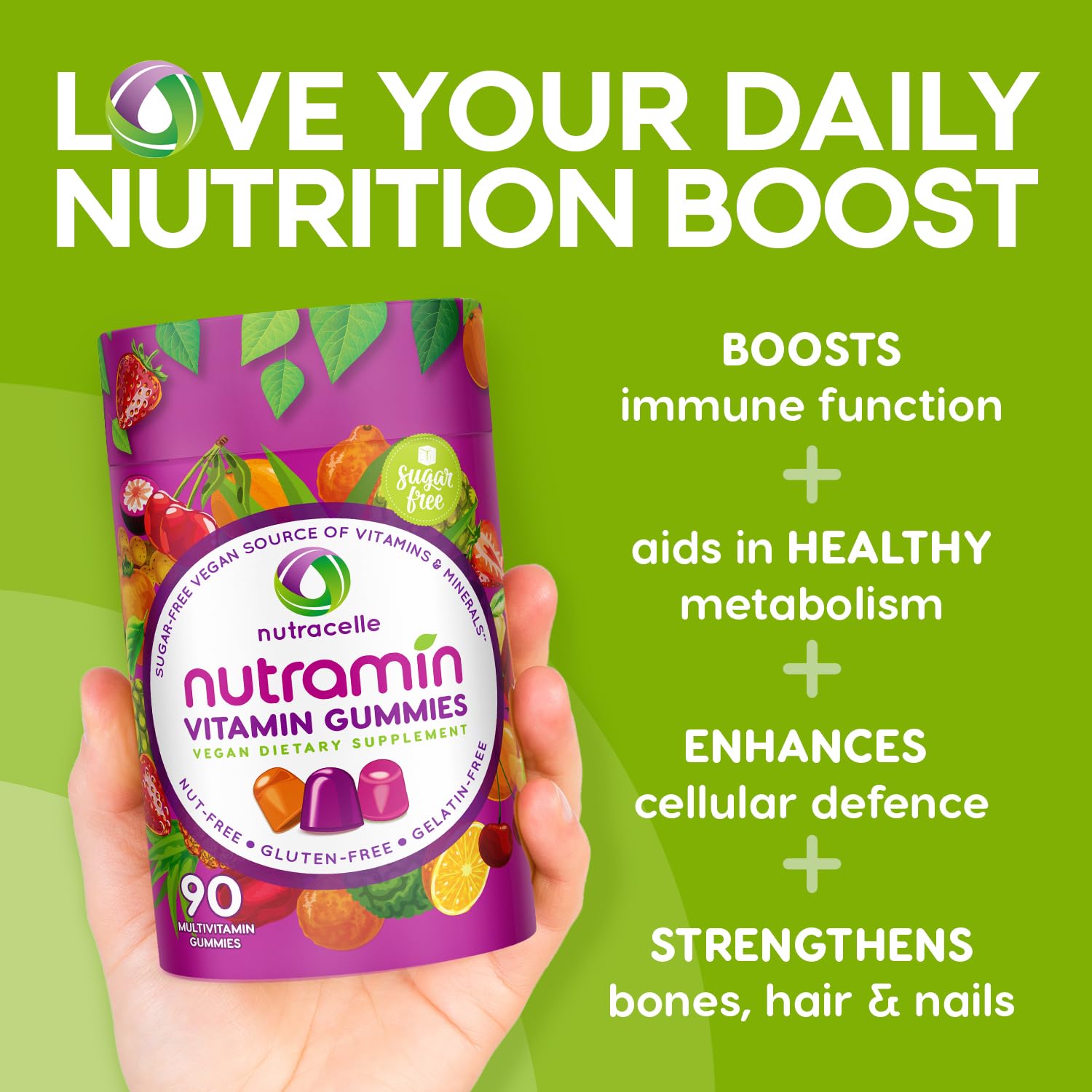 NUTRAMIN Daily Vegan Keto Multivitamin Gummies Vitamin C, D2, and Zinc for Immunity NutracelleBuy Supplements Australia