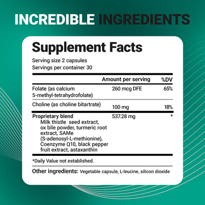 Dr. Berg Liver Cleanse Detox Capsules w/Unique Blend of Milk Thistle, Ox Bile & Folate - Liver Supplement Includes Turmeric, Black Pepper & Choline - 60 Capsules