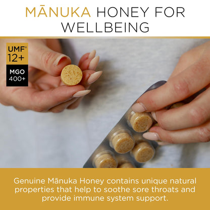 PURITI Premium Manuka Honey Lozenges High Potency - Sugar Free Drops | Genuine New Zealand Raw Manuka Honey Soothers for Coughs & Sore Throats | UMF Certified MGO 400+ UMF12+ (16 Pack) PURITI buy supplements Au