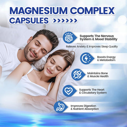 1000mg Magnesium Complex for Women & Men*, 8 Elemental with Magnesium Glycinate, Citrate, Malate, Taurate, Oxide, Carbonate, Aspartate, Orotate for Bones, Muscle